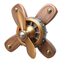 memorable gothic Steampunk airship propeller made of polished wood and copper. NO BACKGROUND with Transparent Background. original png