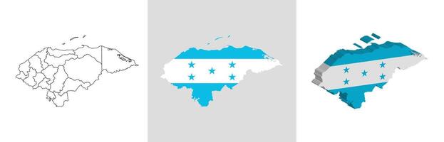 Honduras outline, fill with flag and 3d map vector