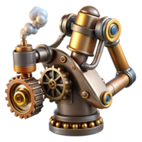 glorious acclaimed Steampunk wing crafted from clockwork gears and leather. NO BACKGROUND with Transparent Background. png