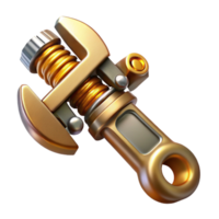 extraordinary elegant Steampunk wrench with adjustable jaws and a brass finish. NO BACKGROUND with Transparent Background. fine detail png