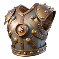 serene vintage Steampunk armor breastplate with rivets, gears, and metallic plating. NO BACKGROUND with Transparent Background. crisp png