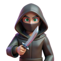 wonderful acclaimed A hooded assassin, holding a poisoned dagger. NO BACKGROUND with Transparent Background. png