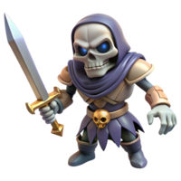 hypnotic art deco A menacing skeletal warrior, wielding a sword. NO BACKGROUND with Transparent Background. original png