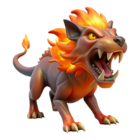 unforgettable rustic A ferocious chimera, breathing fire. NO BACKGROUND with Transparent Background. refined png