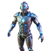 ethereal magnificent Cybernetic exoskeleton suit with glowing power conduits. NO BACKGROUND with Transparent Background. precision png