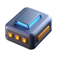 exemplary elegant High-tech data storage device with glowing indicator lights. NO BACKGROUND with Transparent Background. elite png