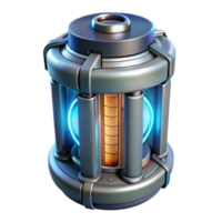 energetic enchanting Futuristic power cell with glowing core and energy display. NO BACKGROUND with Transparent Background. exclusive png