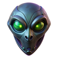elegant distinguished Alien mask with intricate carvings and glowing eyes. NO BACKGROUND with Transparent Background. png