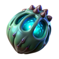 fascinating standout Alien seed pod with pulsating core and bioluminescent veins. NO BACKGROUND with Transparent Background. png