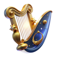 stunning rustic Harp Isolated with Golden Details Transparent Background original png
