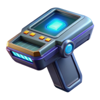 impressive victorian Futuristic handheld scanner with glowing display and sensor array. NO BACKGROUND with Transparent Background. original png