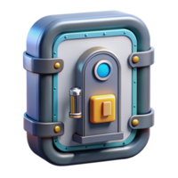 serene mysterious tropical Spaceship door with locking mechanism and security panel. NO BACKGROUND with Transparent Background. artisan png