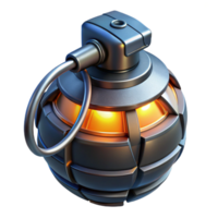 memorable creative Futuristic grenade with glowing timer and explosive charge. NO BACKGROUND with Transparent Background. handcrafted png