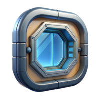 standout avant-garde Spaceship window with futuristic design and reinforced frame. NO BACKGROUND with Transparent Background. premium png