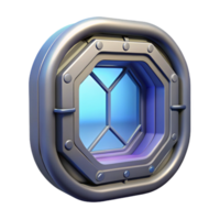 exquisite remarkable Spaceship window with futuristic design and reinforced frame. NO BACKGROUND with Transparent Background. png