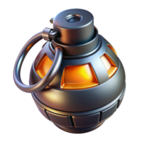 vibrant inspired Futuristic grenade with glowing timer and explosive charge. NO BACKGROUND with Transparent Background. png