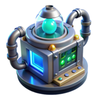 glorious reflective bohemian High-tech scientific instrument with glowing display and complex controls. NO BACKGROUND with Transparent Background. high quality png