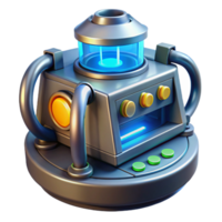 pristine intense impressionist High-tech scientific instrument with glowing display and complex controls. NO BACKGROUND with Transparent Background. ultra HD png