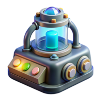 impressive rustic High-tech scientific instrument with glowing display and complex controls. NO BACKGROUND with Transparent Background. expertly shot png