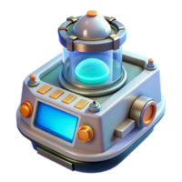 impressive timeless High-tech scientific instrument with glowing display and complex controls. NO BACKGROUND with Transparent Background. png