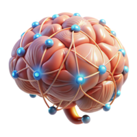 sumptuous ethereal mid-century Artificial brain with glowing neural pathways and intricate connections. NO BACKGROUND with Transparent Background. fine detail png