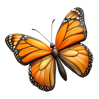 melancólico deslumbrante solteiro monarca borboleta asas espalhar não fundo com transparente fundo. bem detalhe png