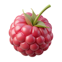 pristine dynamic abstract Freshly picked raspberry with stem NO BACKGROUND with Transparent Background. 8K png