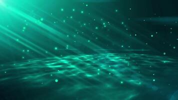 cyan realistic 3d particle underwater particle bouncing floor floating particles with beautiful flares background animation video