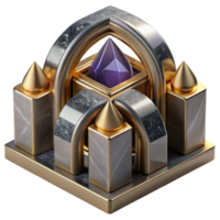 stunning traditional Impossible Structure Transparent Background with Metallic Finish detailed png