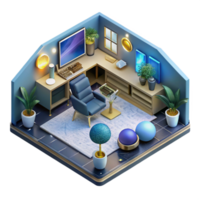 extraordinary rustic Isometric Blueprint Office Layout with Furniture Placement Isolated authentic png