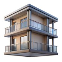 immaculate celebrated Modern apartment building balcony, metal railing, NO BACKGROUND with Transparent Background. png