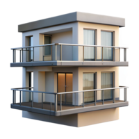 fascinating distinguished Modern apartment building balcony, metal railing, NO BACKGROUND with Transparent Background. png