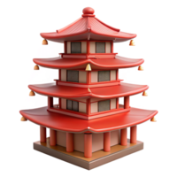 remarkable minimalist Traditional Japanese pagoda, multiple tiers, NO BACKGROUND with Transparent Background. fine detail png