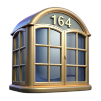 sought-after gothic Bay window, curved, multi-paned, NO BACKGROUND with Transparent Background. genuine png