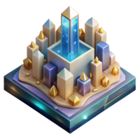 impressive abstract Isometric View of a 3d City Block Isolated on Transparent Background high resolution png