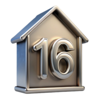 playful splendid House number plaque, metal, address numerals, NO BACKGROUND with Transparent Background. exclusive png