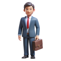energetic magnificent Business executive, suit and tie, holding briefcase, NO BACKGROUND with Transparent Background. high quality png