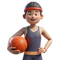 picturesque bold retro Athlete, sportswear, holding basketball, NO BACKGROUND with Transparent Background. studio quality png