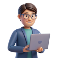 iconic modern Programmer, laptop, focused expression, NO BACKGROUND with Transparent Background. gallery standard png