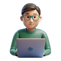 glorious sought-after Programmer, laptop, focused expression, NO BACKGROUND with Transparent Background. png