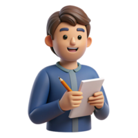 splendid unparalleled Writer, pen and paper, thoughtful expression, NO BACKGROUND with Transparent Background. png