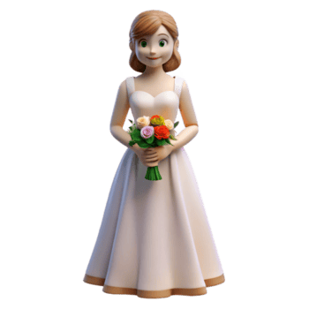 Maravilhoso sonhadores meio século noiva, Casamento vestir, segurando ramalhete, não fundo com transparente fundo. habilmente tiro png