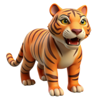 enchanting joyful creative Tiger, stripes, fierce expression, NO BACKGROUND with Transparent Background. handcrafted png