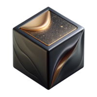 serene abstract Minimalist Black Cube with Shadow Transparent Background authentic png