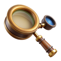 timeless elegant Steampunk monocle with brass frame and magnifying lens. NO BACKGROUND with Transparent Background. high resolution png