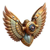 impressive dramatic contemporary Steampunk wings with articulated feather mechanisms. NO BACKGROUND with Transparent Background. impeccable png