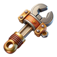 gorgeous mysterious bohemian Steampunk wrench with adjustable jaws and ornate handle. NO BACKGROUND with Transparent Background. exclusive png