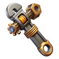 melancholic wonderful Steampunk wrench with adjustable jaws and ornate handle. NO BACKGROUND with Transparent Background. perfect clarity png