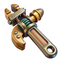 passionate exquisite Steampunk wrench with adjustable jaws and ornate handle. NO BACKGROUND with Transparent Background. ultra HD png