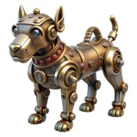 passionate wonderful Steampunk robotic dog with intricate gears and metallic frame. NO BACKGROUND with Transparent Background. precision png